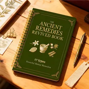 Punched inner pages medical manual - Retro herbal notebook, suitable for relieving stress, regulating hormone balance and skincare, herbal medicinal guide (13.97x21.08 cm) - Retro bound diary, specially designed for herbalists and herbal enthusiasts