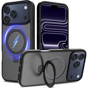 Ultra-Magnetic O-Stand Case for Phone 17/17 Air/17 Pro/17 Pro Max 16 15 14 13 12 11 phone cases| 2-in-1 Kickstand| Military-Grade Drop Protection| Premium Matte Finish  (Black)