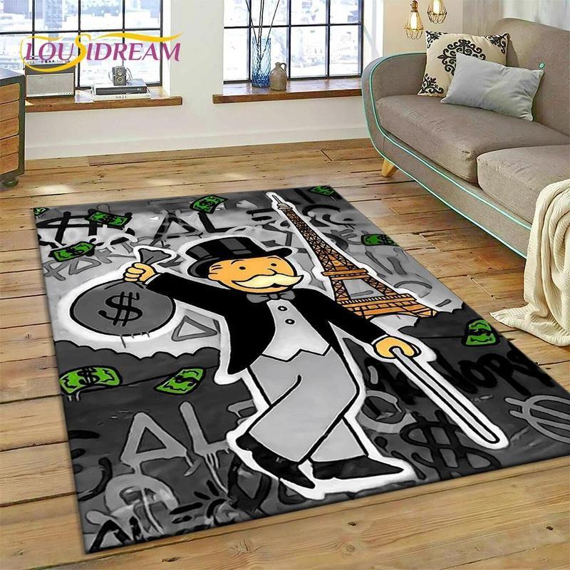 Game Dollar Monopoly Cartoon Money Rug Carpet for Living Room Bedroom Home Decor,Floor Mat Non-slip Decoration for Sofa Doormat house plush modern floor rug