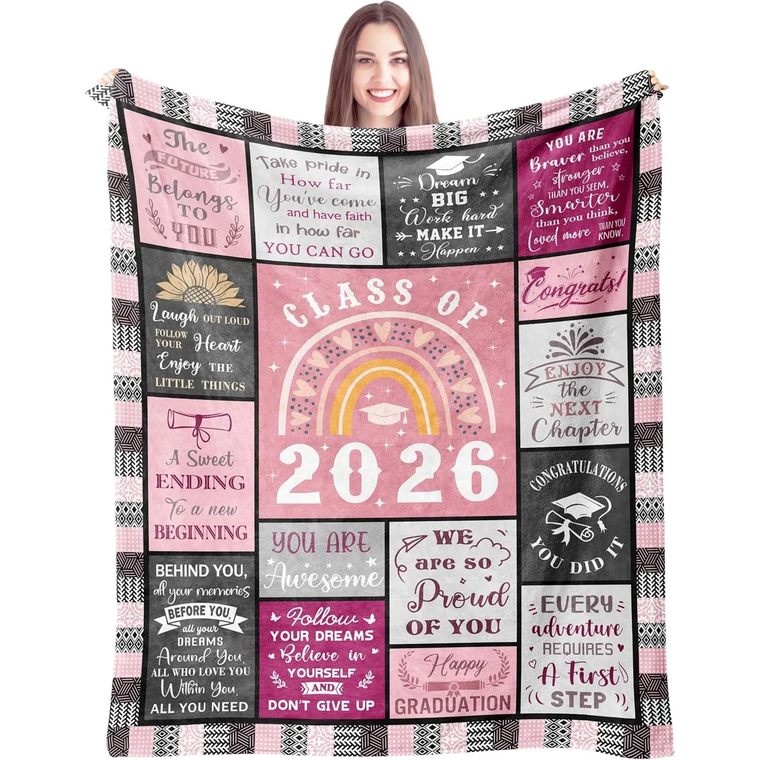 Cozy Throw Blanket - Soft, Warm Textile with College-Themed & Graduation-Themed Designs, Class of 2026 Gift for Women High School, College or Masters Degree Graduates, College-Themed Blankets, Graduation-Themed Blankets