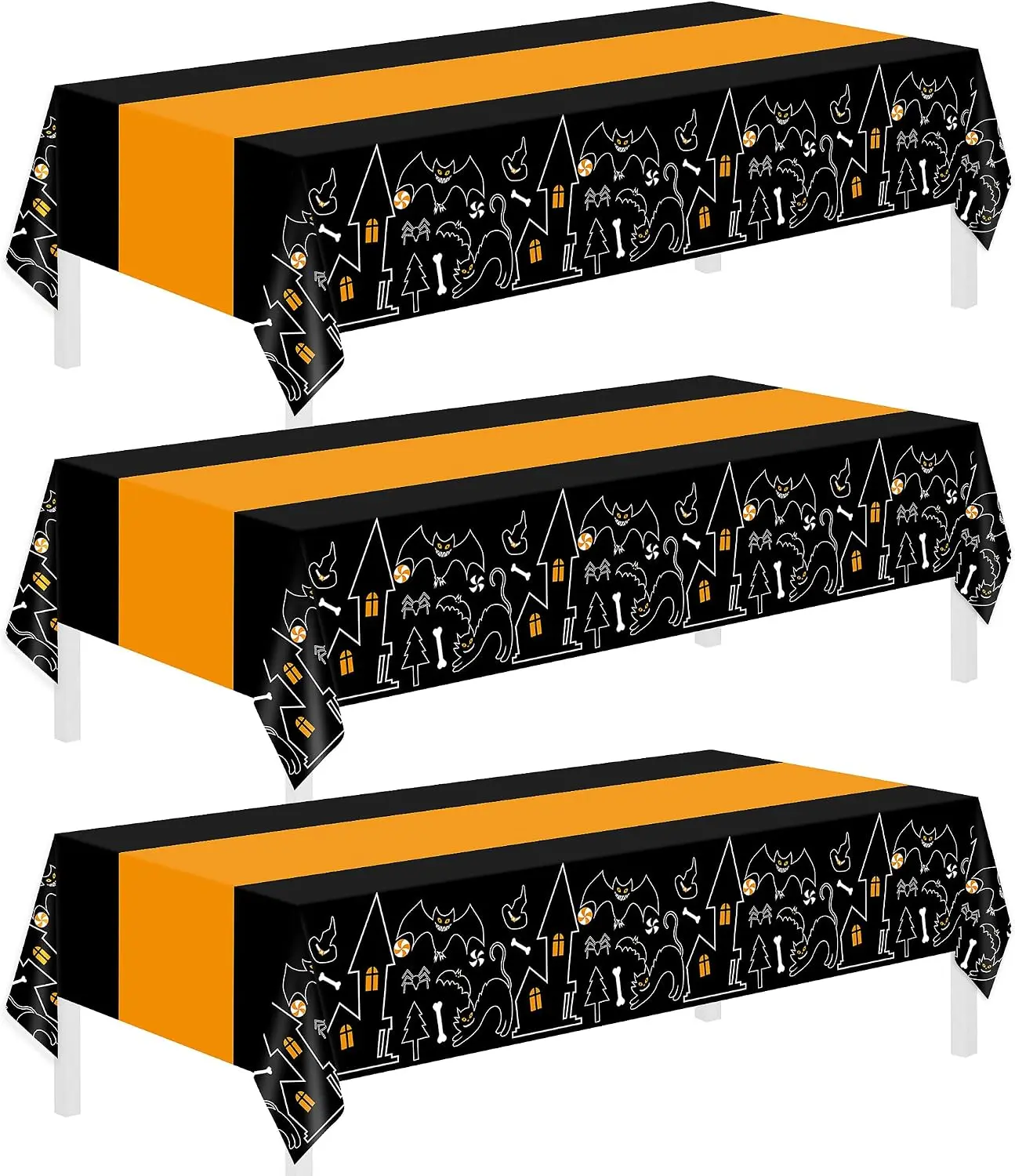 3 Pack Halloween Tablecloths Rectangle Table,Halloween Decorations