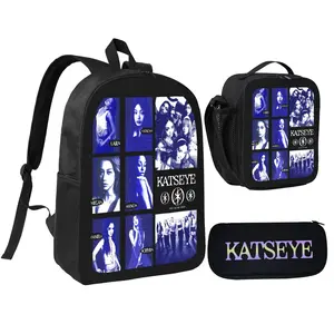 Katseye Child School Backpack with LunchBags ,Pencil Bags ,School Bags for Boys Girls Best Gift-A Daypack