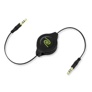 ReTrak Retractable AUX 3.5mm Audio Cable, Black (ETCABLE35BLK)