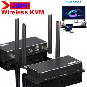 AUBEAMTO Wireless HDMI Video Transmitter and Receiver 5G 4k 200M HDMI KVM Extender 1080P Display for Meeting Camera Laptop PC To TV HDTV