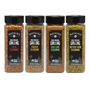 Watkins 1868 Organic Grilling Seasoning Spice Kit Includes Savory Steak, Chicken, Chili Lime, and Buttery Herb Mixes 9.0 oz Each Premium Spice Blends Seasoning Variety Pack for Startups cabinet BBQ Seafood Flavor Seasoning for Grilling Starter Set Gift