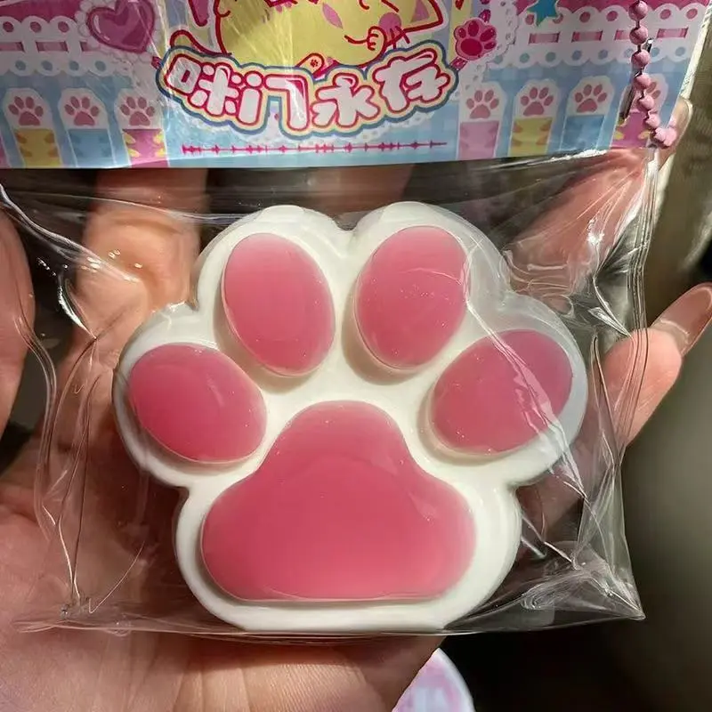 Aesthetic Fuzzy Cat Paw Squishy, Super Soft Fluffy Fidget Toy | Kawaii Stress Relief Item | Desk Decor & Gift for Cat Lovers (Collectibles Category)
