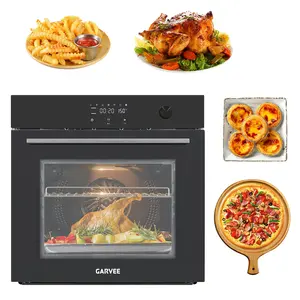 Garvee 24 Inch Built-In Electric Oven, Stainless Steel Single Wall Oven, 2.5 Cu.Ft Convection Oven with Touch Screen, 3-Layer Insulated Glass Door, 240V 3000W, Ideal for Baking Bread, Pizza & Roast Chicken