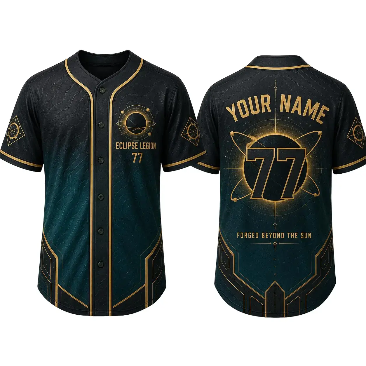 Menswear Casual Personalized "Your Name" 77 Warhammer Baseball Jersey Design - Forged Beyond The Sun, Customizable Apparel