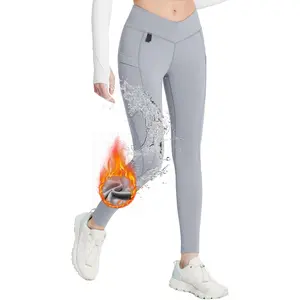 baleaf Women's Fleece Lined Pants Waterproof Hiking Leggings Zipper Pockets Thermal Cold Weather Running Outdoor High Waisted