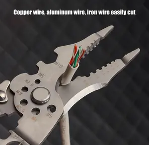 Multifunctional Wire Stripper Crimper and Cutter Pliers for Electricians, Heavy Duty Wire Stripping Tool with Screw Size Guide for Cable Cutting