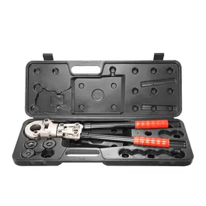 VEVOR Copper Press Tool Tube Fittings Crimping Kit, 360 Rotatable Press Crimper Tool with 1/2, 3/4, 1 Quick Change Jaws, Locking Pin Extendable Handle, Meet ASTM B88 and B75 Standard