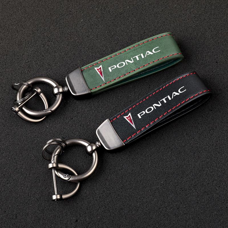 2026 New High-Grade Leather Car KeyChain 360 Degree Rotating Horseshoe Key Rings For Pontiac Car KeyChain Car Accessories Gifts