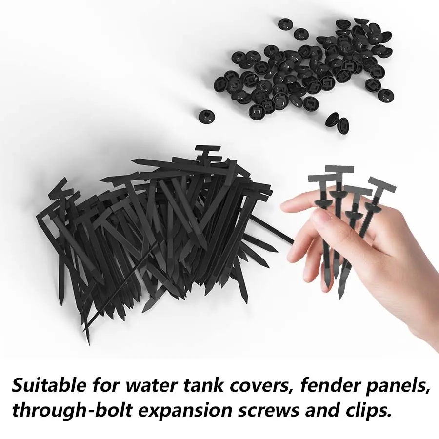 100pcs Nylon Universal Cable Tie Buckle with Pin & Button Self-Locking Design for Car Daily Repair and Maintenance No Tools Required UV-Resistant Durable Compact Lightweight Essential Tool for Bumpers Fenders Trunk Liners Engine Fenders and Chassis Guards