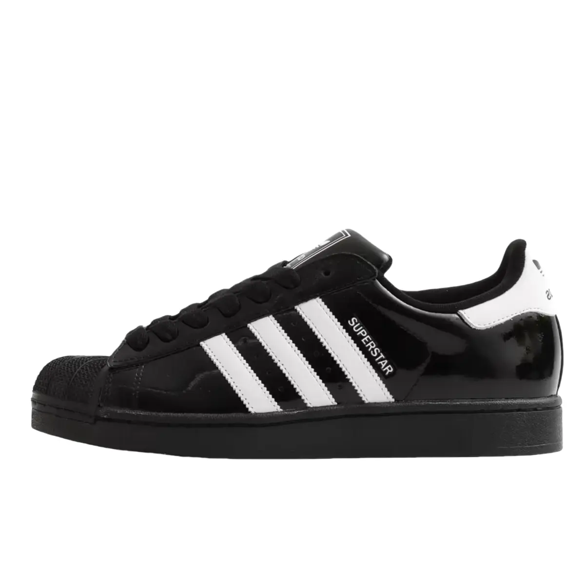 Adidas Originals Superstar 2 'Core Black/Cloud White' Men's Classic Athletic Trainer, Stripe-Pattern Round-Toe Lace-Up Shoe, All-Season Casual Sports Footwear, Sports Shoes, Rubber, Striped, Mesh Upper, Walking Shoes