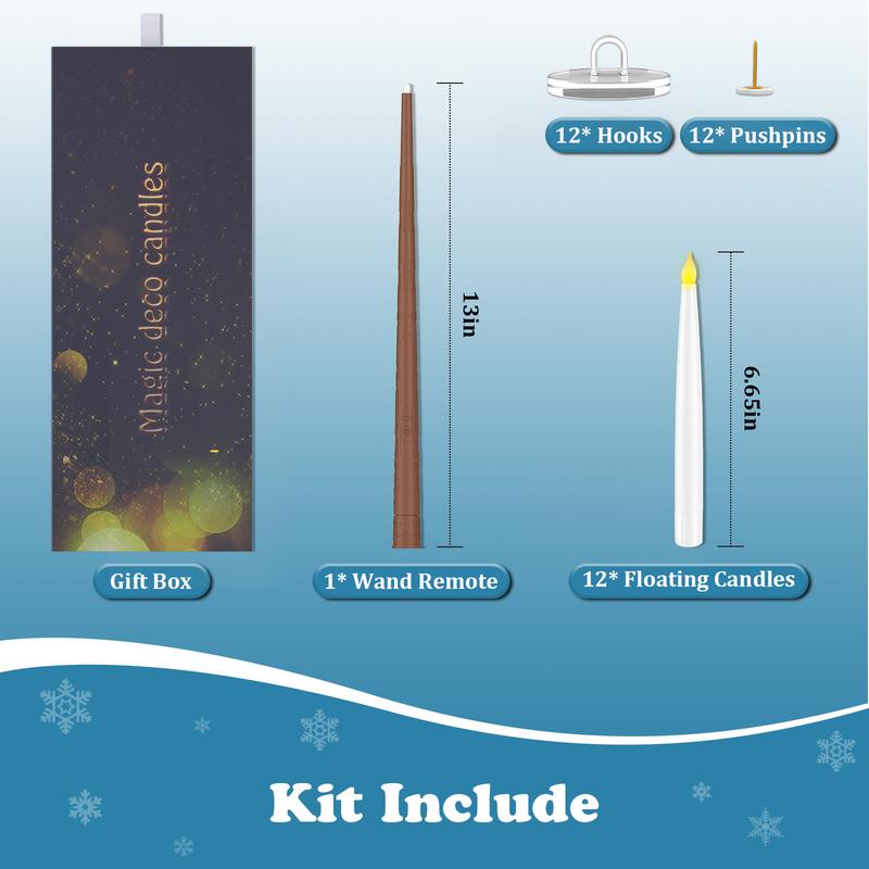 Flameless Candles with Magic Wand Remote for Christmas Decor, 6.6" Floating Candles Battery Operated Hanging Window Candles, Flickering Electric LED Candle for Christmas Halloween Decorations Flameless Candles with Magic Wand Remote for Christmas Decor, 6.6" Floating Candles Battery Operated Hanging Window Candles, Flickering Electric LED Candle for Christmas Halloween Decorations