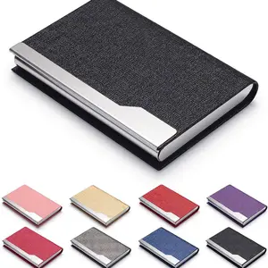 Leather Business Card Box Business Exhibition Gifts Stainless Steel Metal Business Card Holder Desk Organizer Tidy Work Organizer