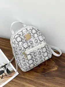 Fashion Snake Print Sequin Small Backpack, Leopard Pattern Handbag, Crossbody Shoulder Bag, PU Material, Travel Bag, Gift Idea