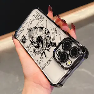 A Creative And Sophisticated Business Medical-Themed Heart Anatomy Sketch Phone Case Cover Suitable for Iphone Models 17, Air 16, 16E, 15, 14, 13, 12 Mini, 11 Pro Max, X, XR, XSMAX, 8, 7, And Plus, Featuring a Black Border And a Luxurious Transparent Back