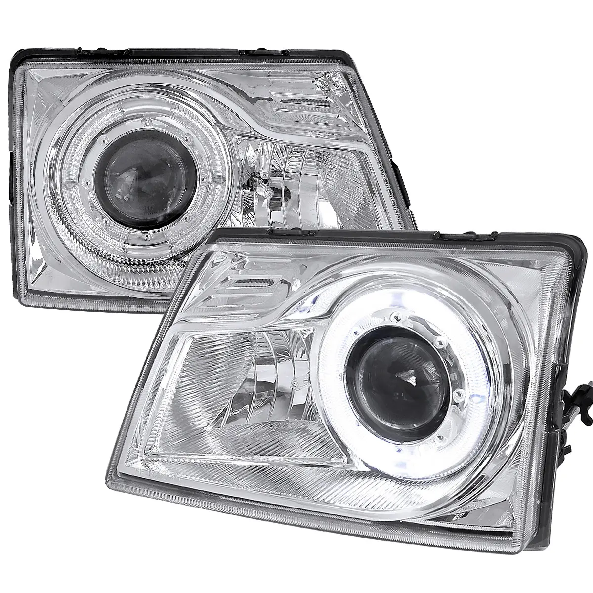 1998-2000 Ford Ranger Halo Projector Headlights (Chrome Housing/Clear Lens) 1998-2000 Ford Ranger Halo Projector Headlights (Chrome Housing/Clear Lens)
