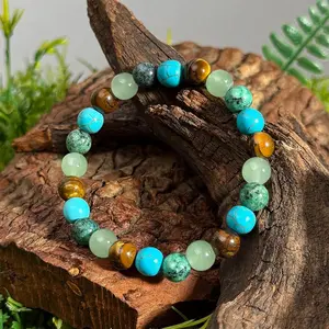 Unisex Crystal Beaded Healing Crystal Bracelet, Anti-Anxiety Fashion Accessory for Stress Reduction, Calming Mental Balance Gift for Healthy Lifestyle Enthusiasts