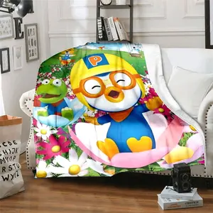 Cute Pororo 08 patterned printed blanket, a blanket for the living room, bedroom, office and lunch break, a portable blanket suitable for all four seasons, a holiday gift for family and friends