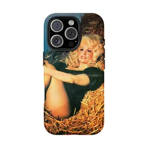 Dolly Parton Classic Blonde Wig & Rhinestone Outfit Phone Case - High Quality TPU Plastic for Apple iPhone 15,14,13,12,11,Pro, XS, XS Max, XR, Plus, Mini - Waterproof Black Cover