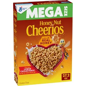 Honey Nut, Heart Healthy Gluten Free Breakfast Cereal with Whole Grain Oats, Mega Size, 27.2 oz Heart-Healthy