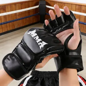 PU Boxing Gloves Mma Half-Finger Sandbag Training Gear, Taekwondo Muay Thai Gloves, Professional Punching Bag Equipment, Durable