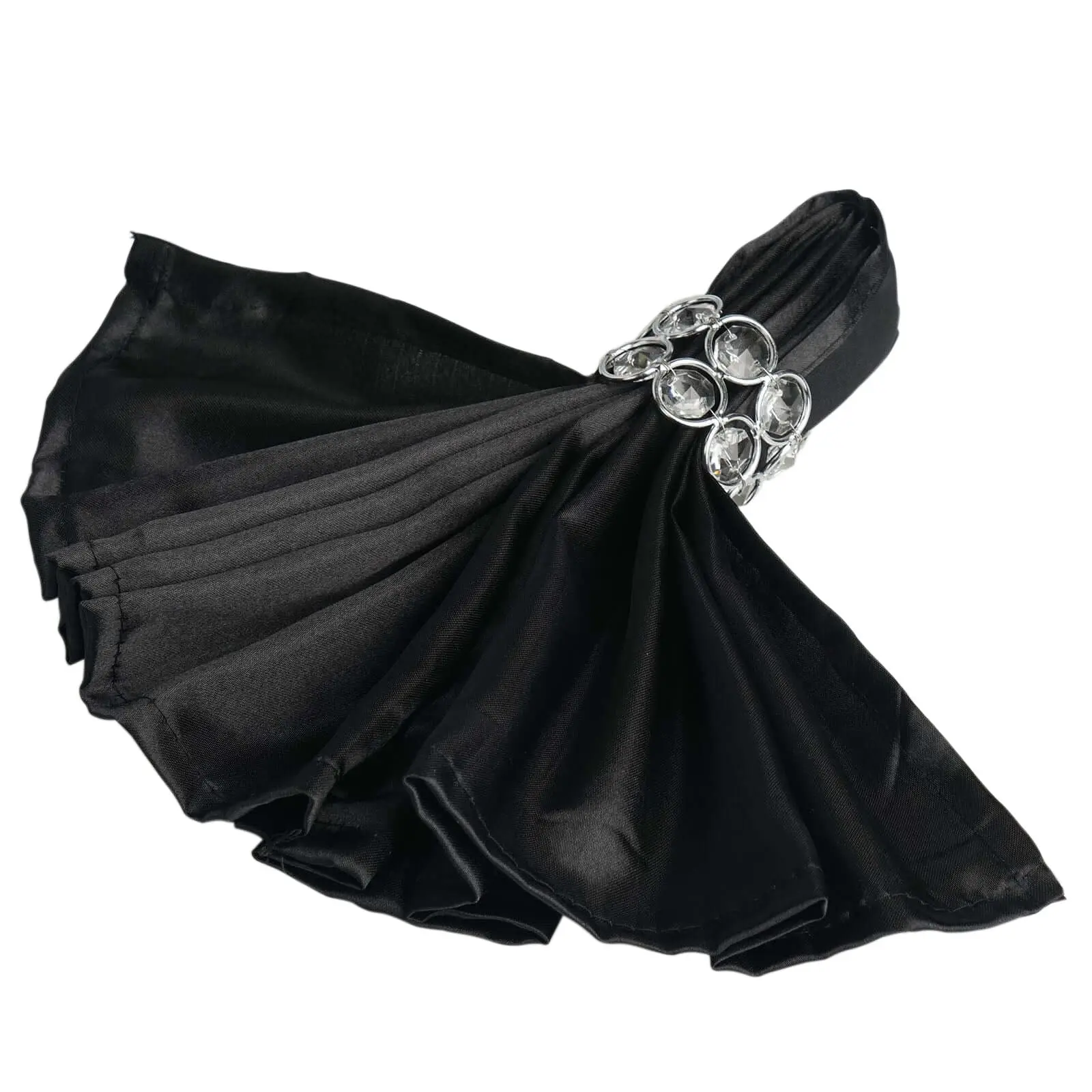 5 Pack Satin Napkins 20"x20" Black - Soft and Luxurious Reusable Cloth Napkins for Weddings & Banquets
