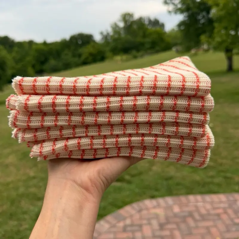Set of 6 Amish Store Dish Cloths   Orange/White