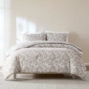 Lush Decor Zara Floral Block Reversible Comforter 3Pc Set - Soft Microfiber, OEKO-TEX Certified, Machine Washable, 2 Color Optionse
