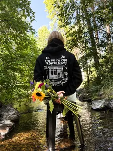 Flower Shop Doodle Hoodie - Pink Hooded Sweatshirt with Cartoon Print, Ideal for Casual Wear and Daily Activities