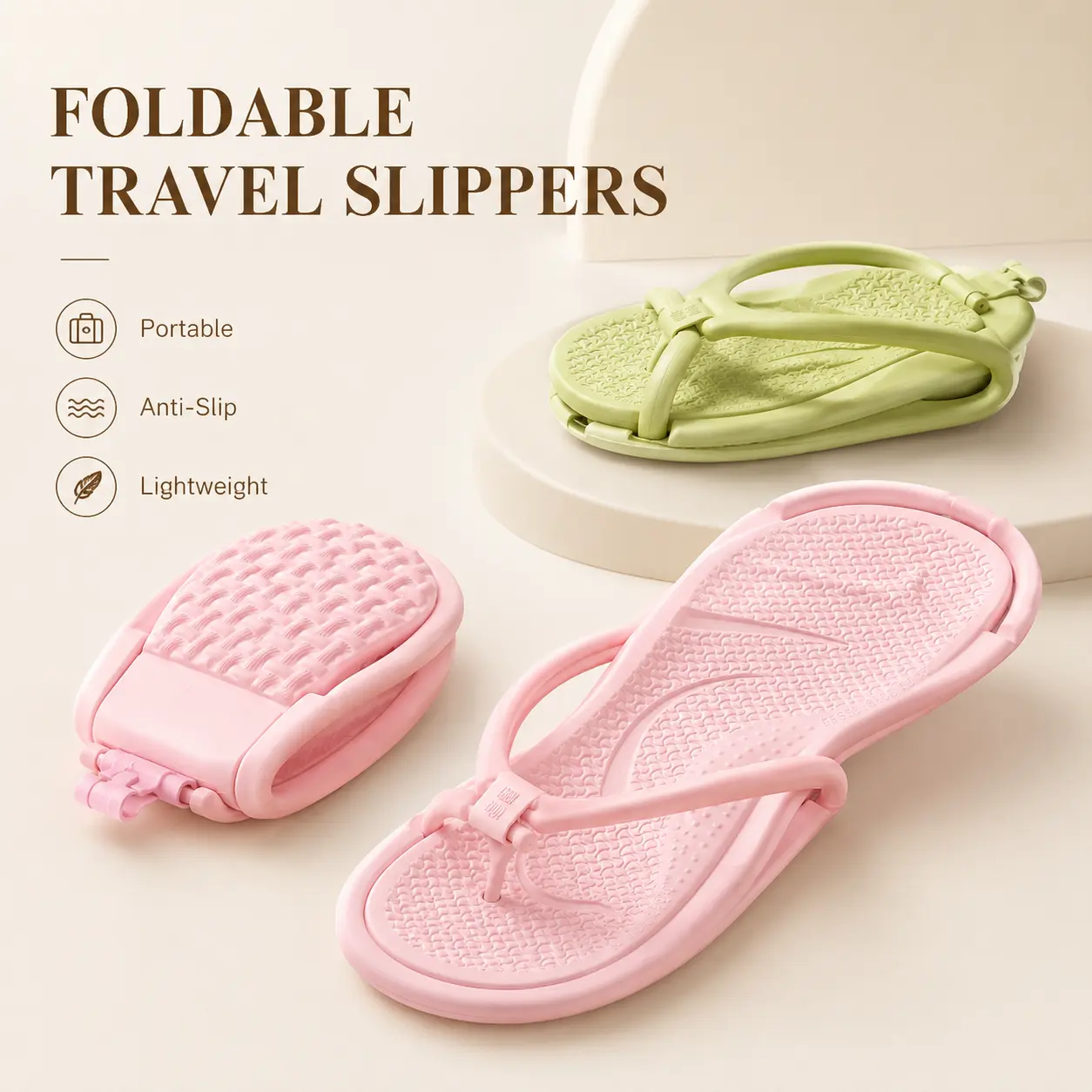 Foldable Travel Slippers, anti-slip sole & ultra-portable design, unisex couple footwear, soft lightweight indoor shoes, ideal for hotel, bathroom, home use and travel essentials for men and women