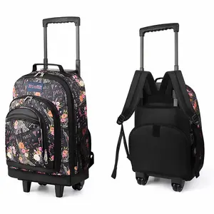 20 Inch Travel Rolling Backpack with Retractable Handle,Large Capacity Backpack with Wheels for Women & Men,Printing Travel Trolley Suitcase Bag for Weekend, School, Overnight, Work