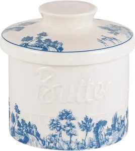 Ceramic Butter Crock (6.7oz) - Airtight Water Seal Butter Keeper, Spreadable Soft Butter Dish with Lid, Countertop Decor & Housewarming