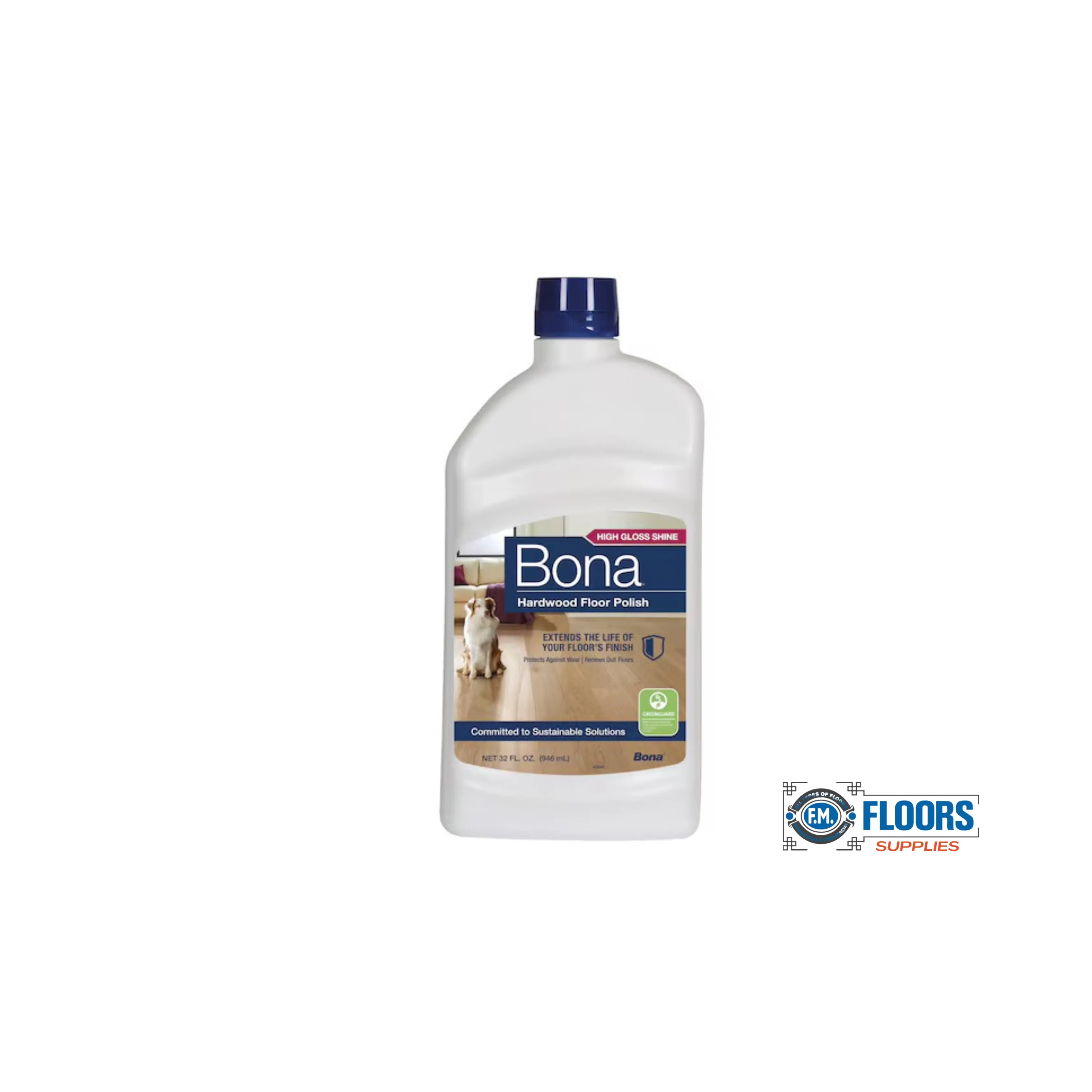 Bona High-Gloss Liquid Wood Floor Polish - 32oz Eco-Friendly Household Cleaner, Wood-Safe Protective Coating for Gloss Finish Floor Renewal