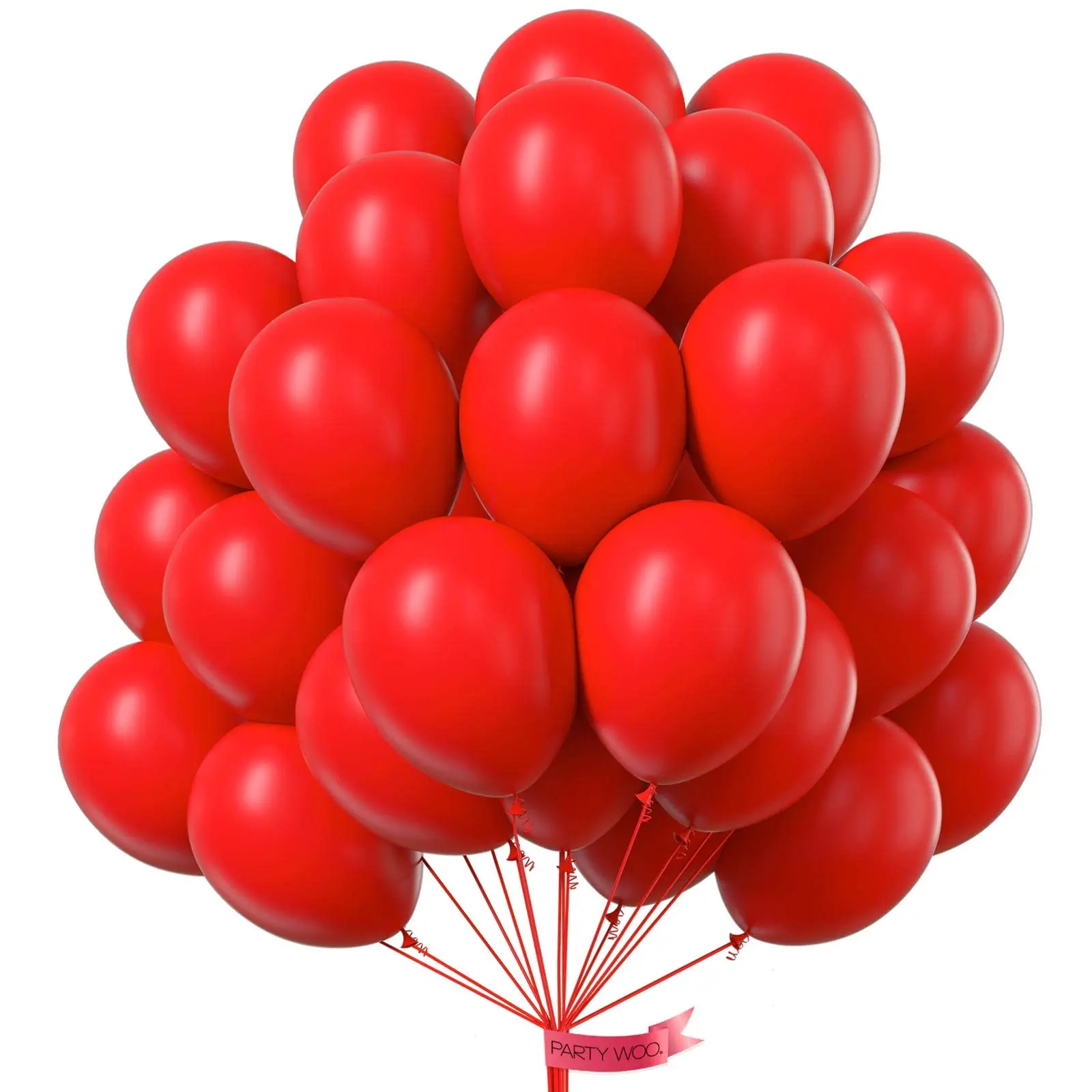 PartyWoo Red Balloons 100 pcs 10 Inch Matte Red Latex Helium Balloons for Graduation Wedding Independence Day Valentine's Day Memorial Day Christmas Engagement Birthday Party Decorations Red-Y57