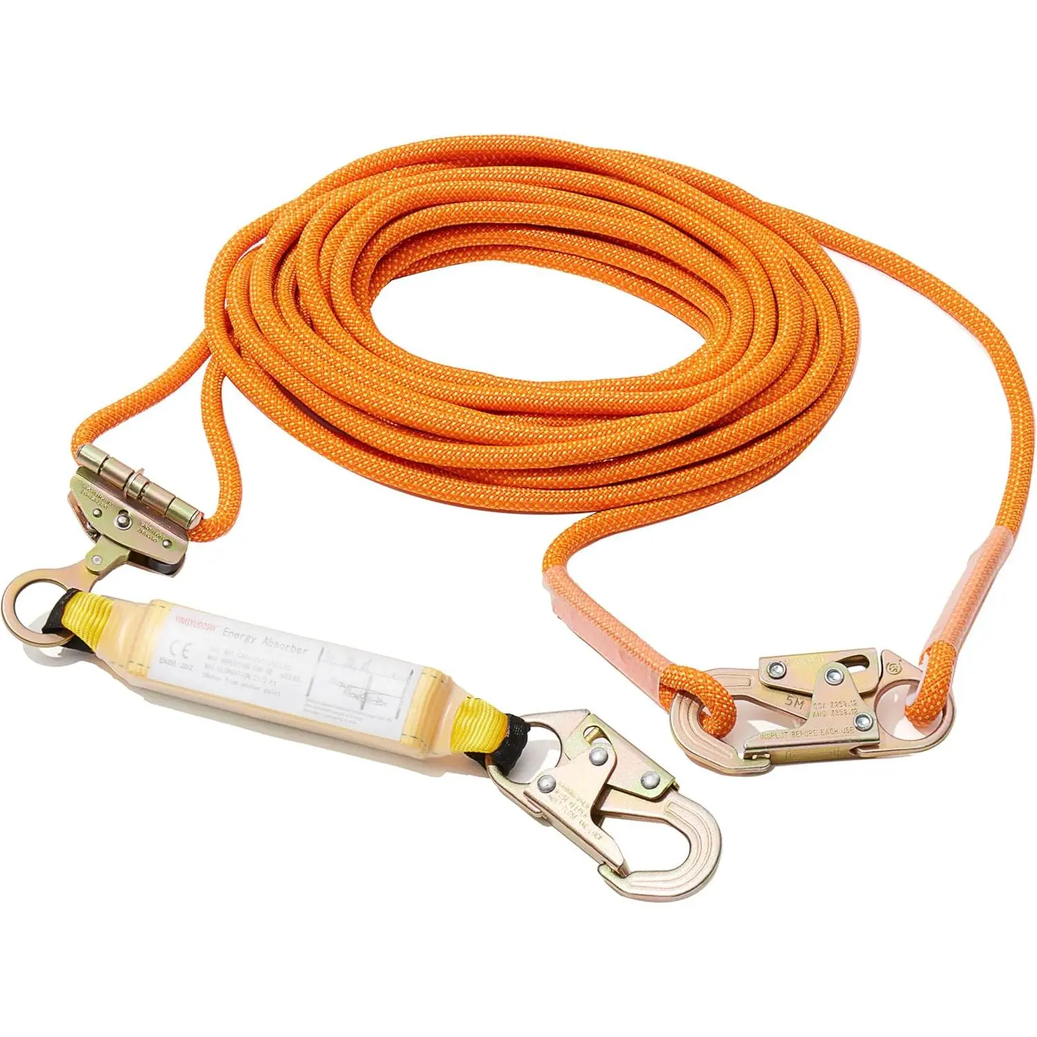 150ft Vertical Roofing Safety Rope Kit, Fall Protection Equipment with 2 Rope Grab Snap Shock Absorbers for Vertical Assembly Climbing