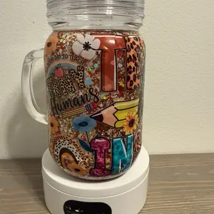Teacher Inspire Snow Globe with Leopard Print Design and Glitter Accents for Classroom Decor