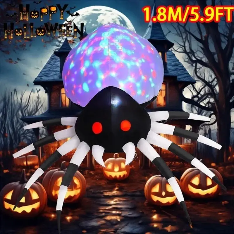 Giant Spider Halloween Inflatable Decoration Toy LED Light Scary Garden Lawn Prop Outdoor Decoration Garden Patio Party
