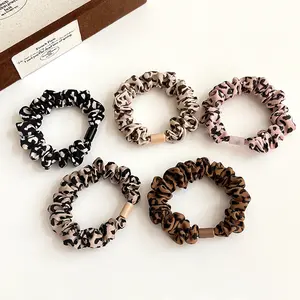 [assorted colors] leopard Printing Satin High-QualityMulti-Layer Ruffled Smooth Hair Tie, High Elasticity,Gentle on Hair, Small Hair Band for Girls