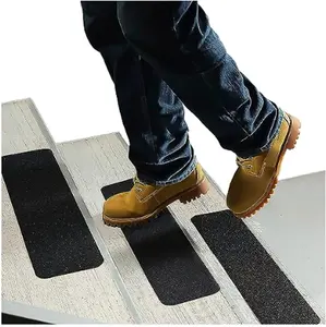 ThreadNanny Stair Treads for Wooden Steps Indoor and Outdoor 6” x 24” (5-Pack) - Grip Tape for Stairs, Concrete Stairs, etc. (Works on All Surfaces & Weather) | Waterproof Anti Slip Tape, Strong Non Skid Tape