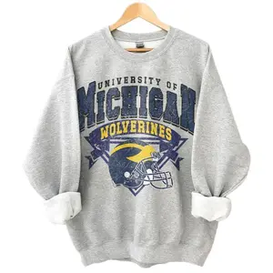 Michigan Wolverines Sweatshirt, Vintage Football NCAA Sweatshirt