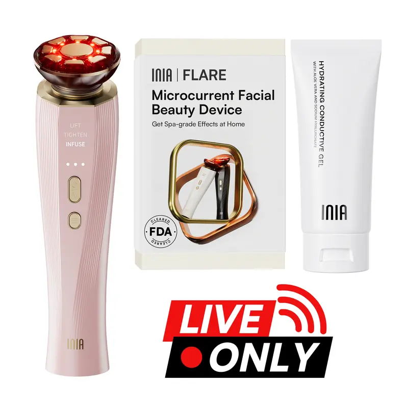 【LIVE EXCLUSIVE】INIA FLARE All-in-One Facial Beauty Device, 3-in-1 Facial Massager Beauty Device for Face and Neck Skin Rejuvenation Lifting/ Tightening/ Infusing, Perfect Gift Season Pick