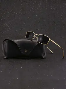 1 piece Small Rectangle Sunglasses | Retro Y2K & Minimalist Style | UV400 Protection, Thin Metal Frame, Black Lens | Ideal for Women and man, Daily Streetwear & Vacation, Trendy Square Sunglasses