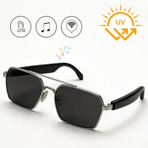 Bluetooth Audio Smart Sunglasses Glasses for Women Men,Light Blocking Bluetooth Glasses with Open Ear Speaker,Touch & Voice Control,Hands-Free Calls & Microphone for iPhone Android Music