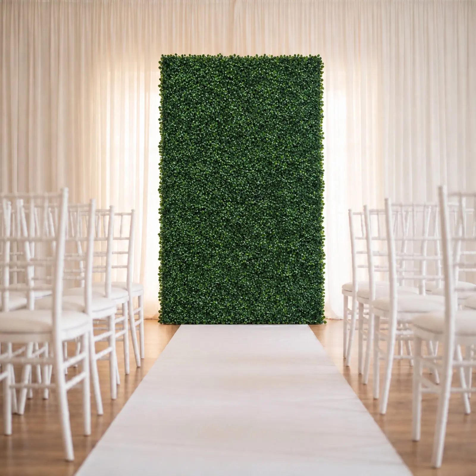 8ft x 4ft Roll Up Artificial Greenery Wall Panel Backdrop - Boxwood Hedge Foliage with Fabric Backing