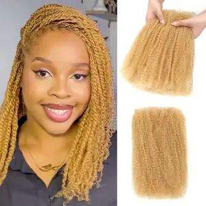 Afro Kinkys Bulk Human Hair 30g/Pack for Mini Twist, Braiding Hair for Dreadlocks, Loc Repair, Twists, Dreadlock Extensions No Short Hair 16 Inch Honey Blonde 27#