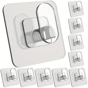 4pcs/10pcs/20pcs Large Thick Strong Adhesive Hooks, Bathroom Towel Hooks, Door Back Hooks, Waterproof Seamless Universal Hooks Durable