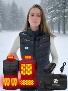 【Includes Power Bank】Norwell Womens Lightweight Heated Vest with 7.4V/3A 5000mAh Battery Pack, Dual Control 5Heat Zones LED Waterproof Comfort Basic Winter Clothes Men, Plus Size Women's Clothing